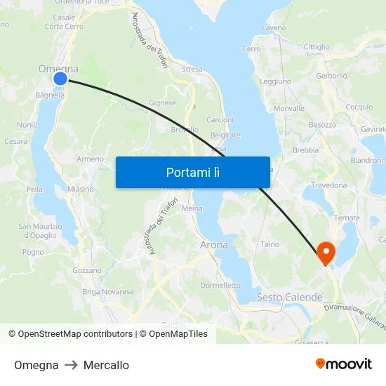 Omegna to Mercallo map