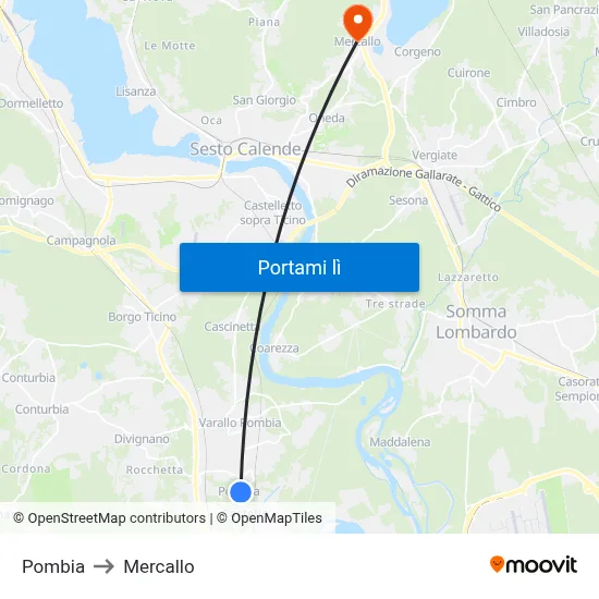 Pombia to Mercallo map