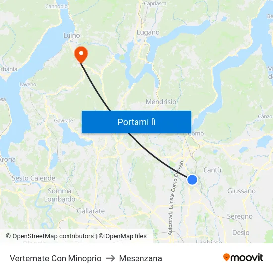 Vertemate Con Minoprio to Mesenzana map