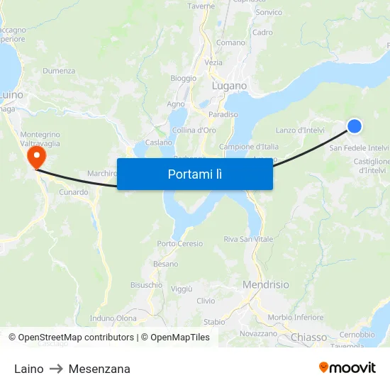 Laino to Mesenzana map