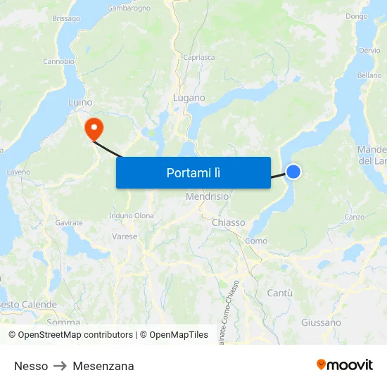 Nesso to Mesenzana map