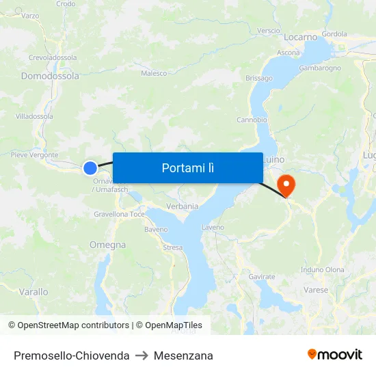 Premosello-Chiovenda to Mesenzana map