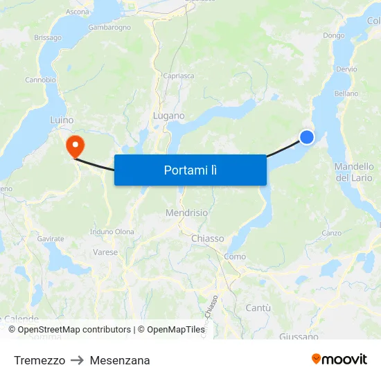 Tremezzo to Mesenzana map