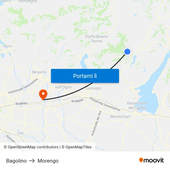 Bagolino to Morengo map