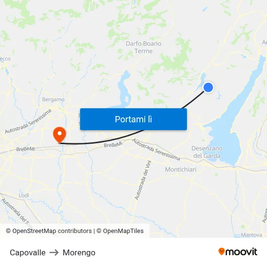 Capovalle to Morengo map