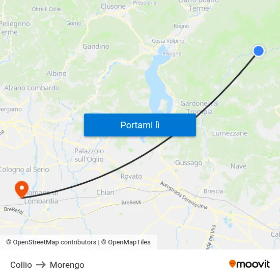 Collio to Morengo map