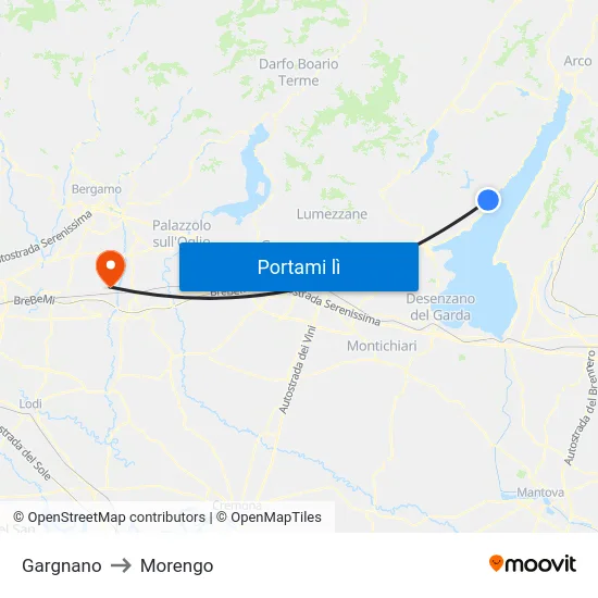Gargnano to Morengo map