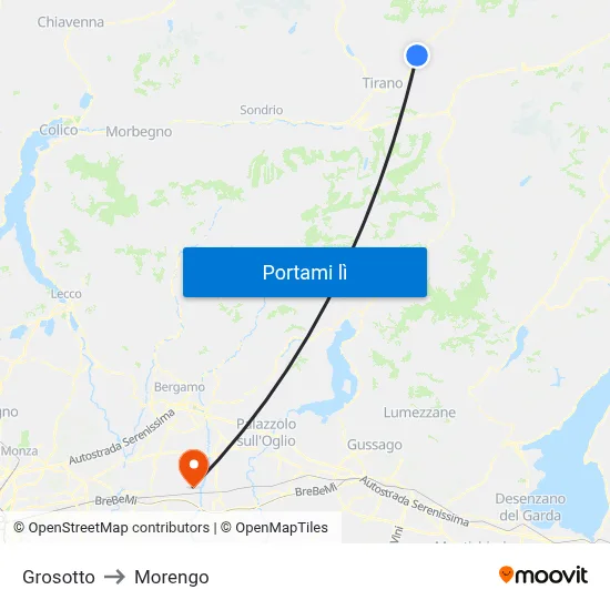 Grosotto to Morengo map