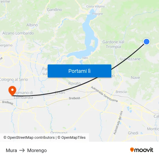 Mura to Morengo map