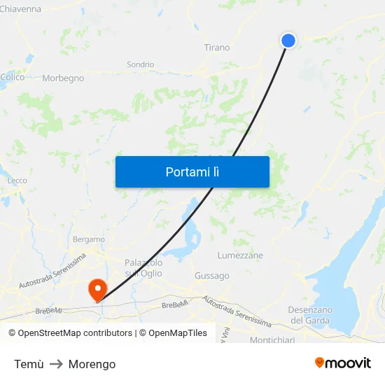 Temù to Morengo map