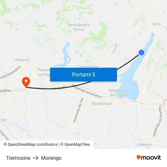 Tremosine to Morengo map
