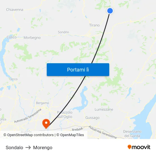 Sondalo to Morengo map