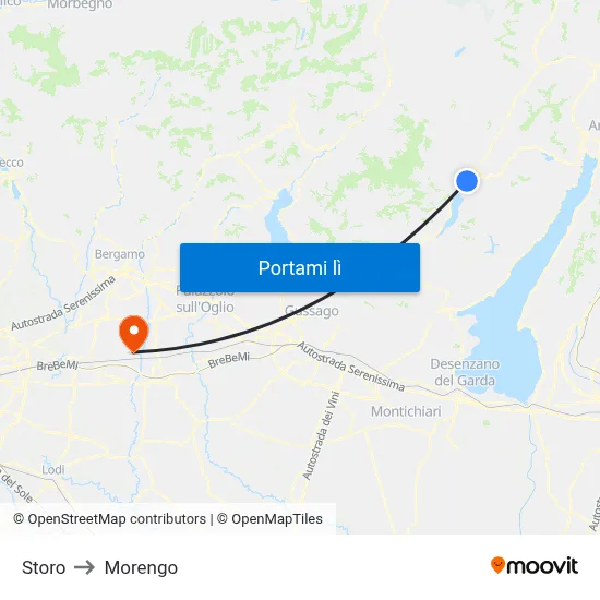 Storo to Morengo map