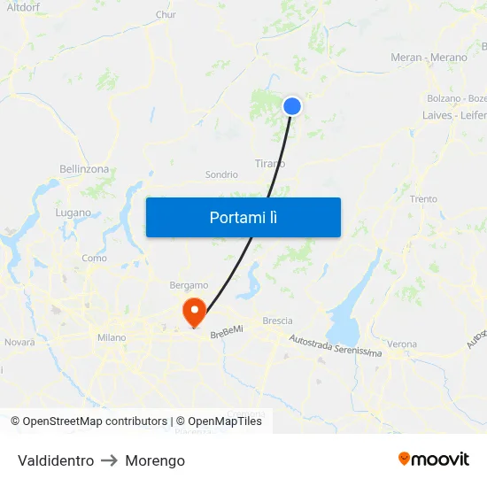 Valdidentro to Morengo map