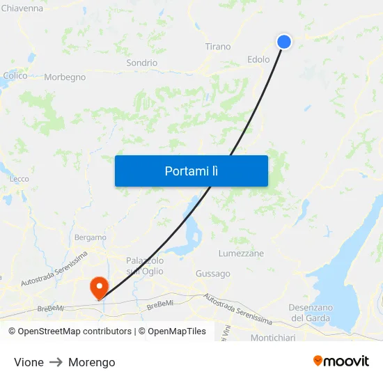 Vione to Morengo map