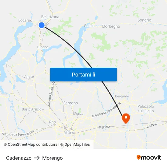 Cadenazzo to Morengo map