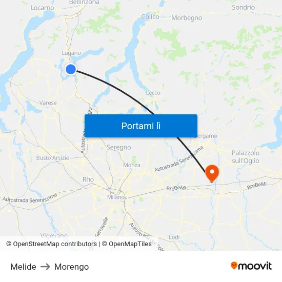 Melide to Morengo map