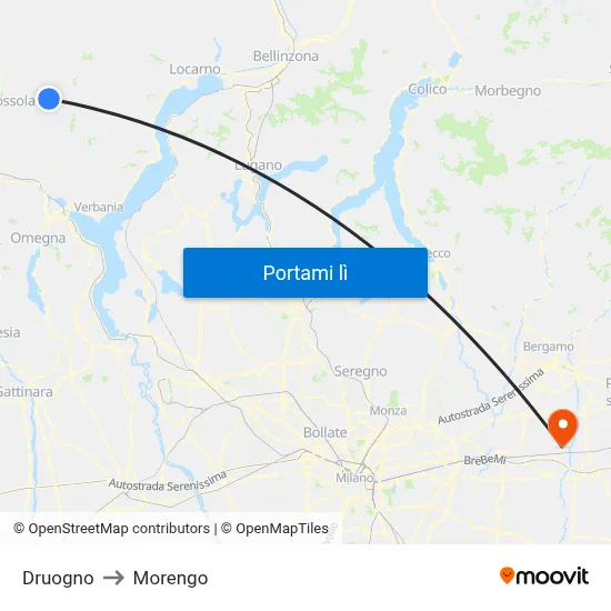 Druogno to Morengo map