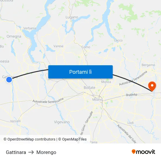 Gattinara to Morengo map