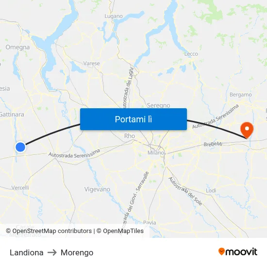 Landiona to Morengo map