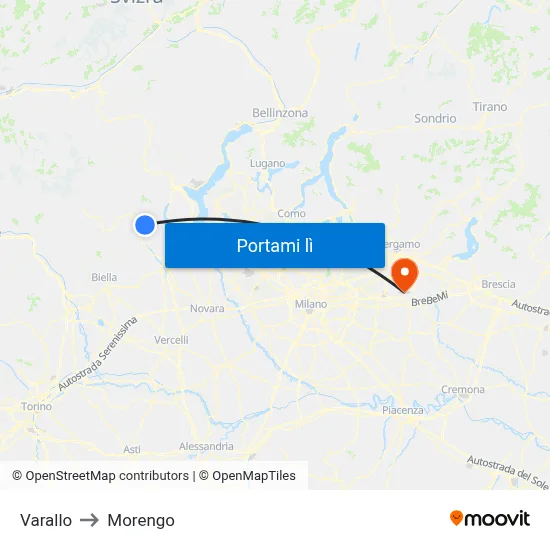 Varallo to Morengo map