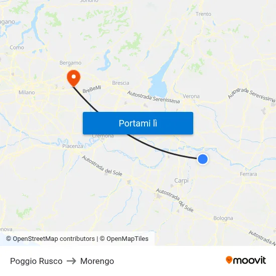 Poggio Rusco to Morengo map