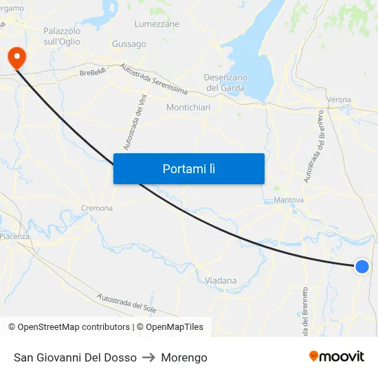 San Giovanni Del Dosso to Morengo map