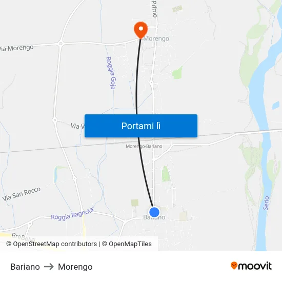 Bariano to Morengo map