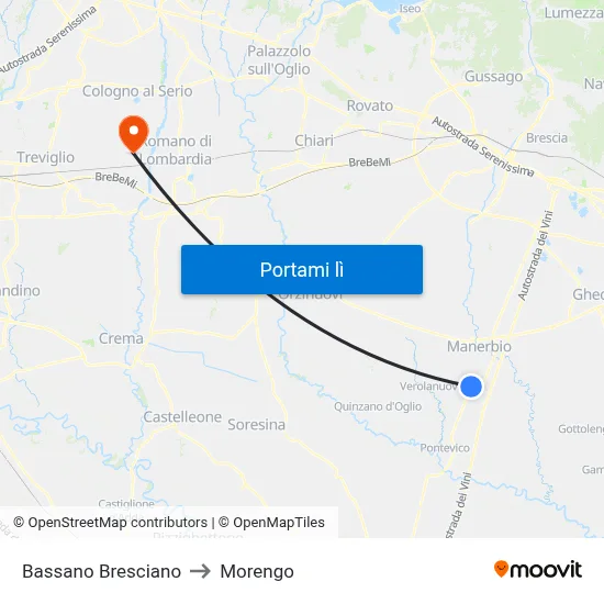 Bassano Bresciano to Morengo map