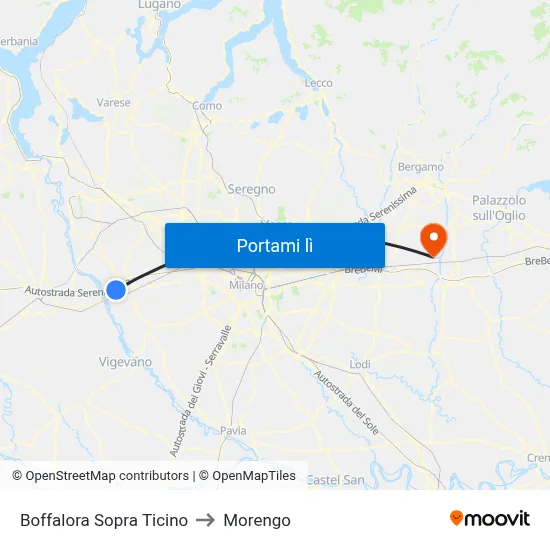 Boffalora Sopra Ticino to Morengo map