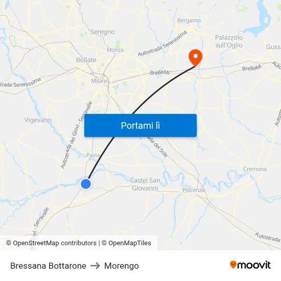 Bressana Bottarone to Morengo map