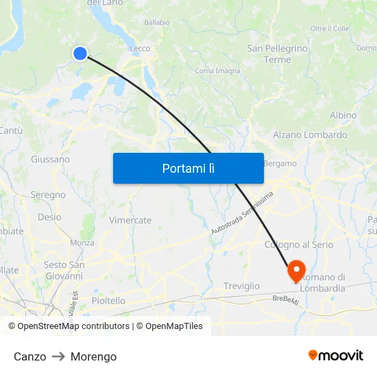 Canzo to Morengo map