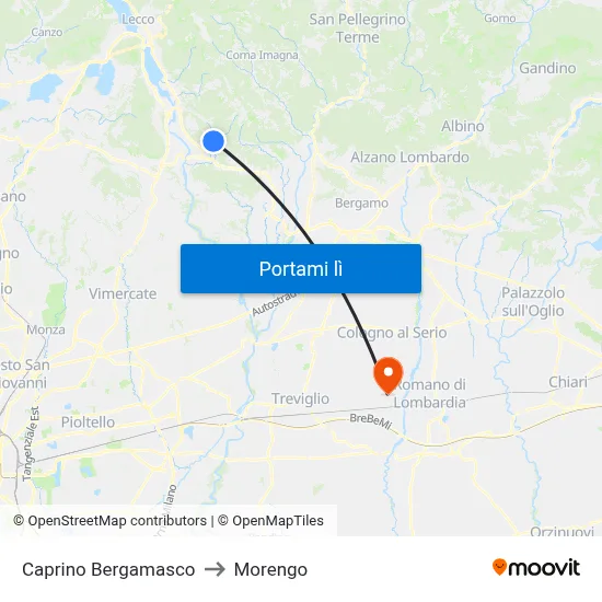 Caprino Bergamasco to Morengo map