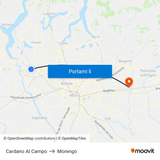 Cardano Al Campo to Morengo map