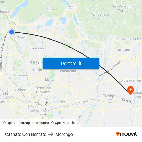 Casnate Con Bernate to Morengo map