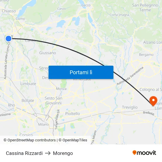 Cassina Rizzardi to Morengo map