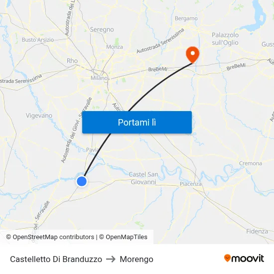 Castelletto Di Branduzzo to Morengo map
