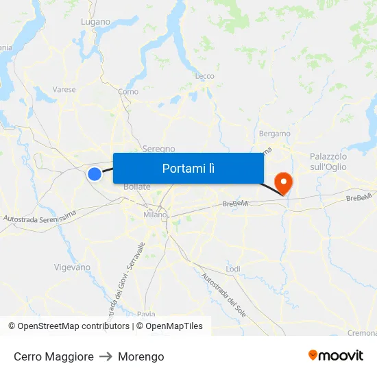 Cerro Maggiore to Morengo map