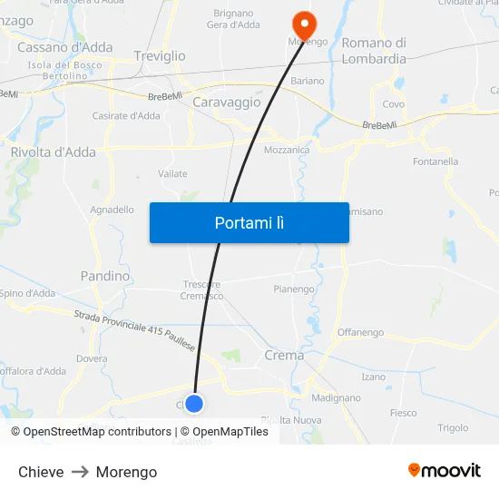 Chieve to Morengo map