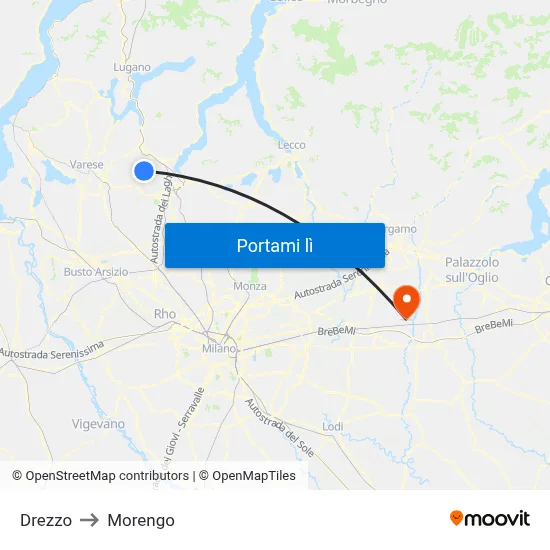 Drezzo to Morengo map