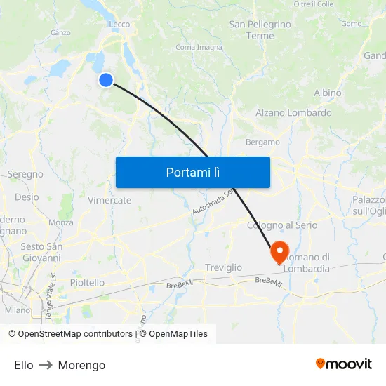 Ello to Morengo map