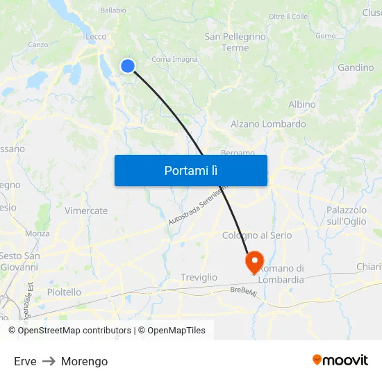 Erve to Morengo map