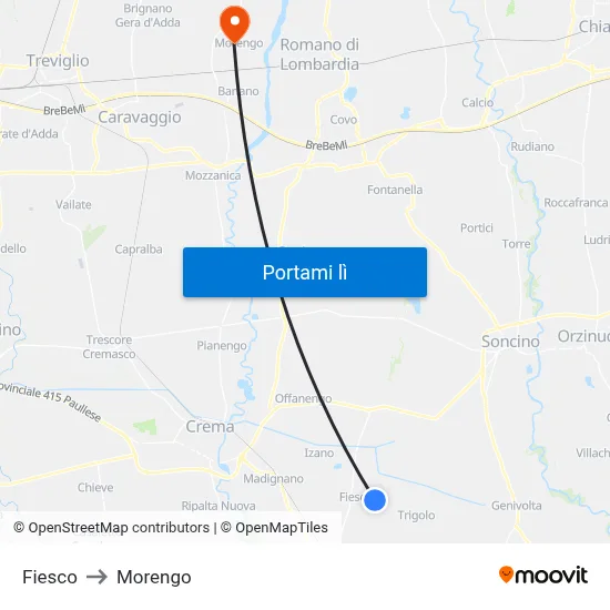 Fiesco to Morengo map
