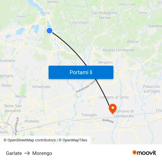Garlate to Morengo map