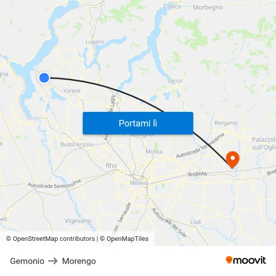 Gemonio to Morengo map