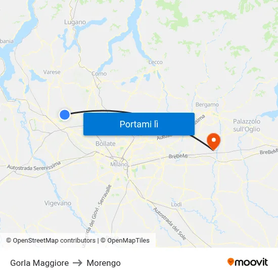 Gorla Maggiore to Morengo map