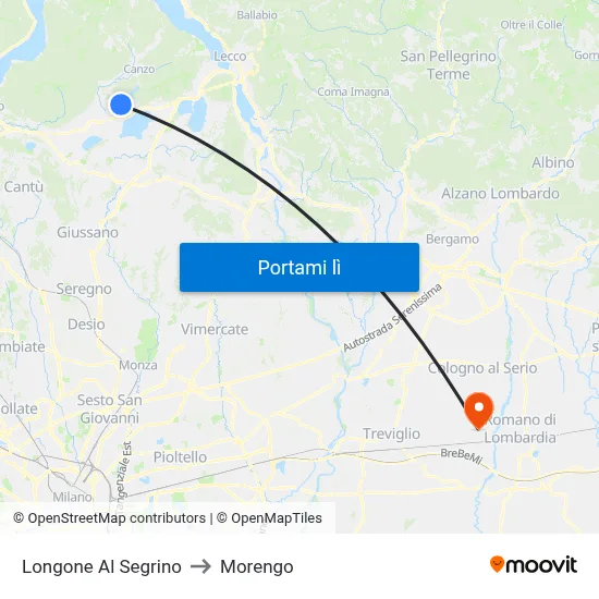 Longone Al Segrino to Morengo map