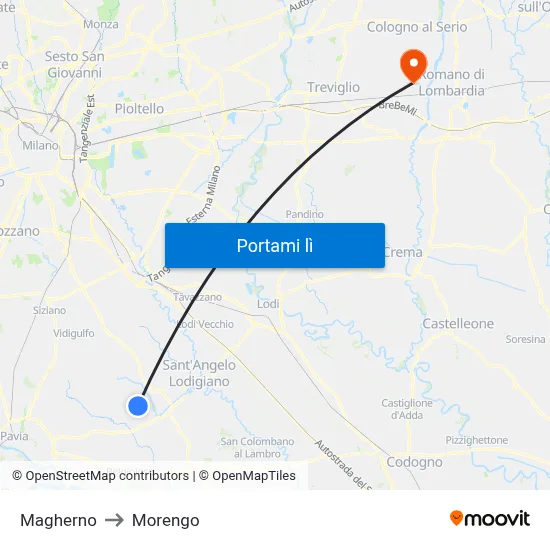 Magherno to Morengo map