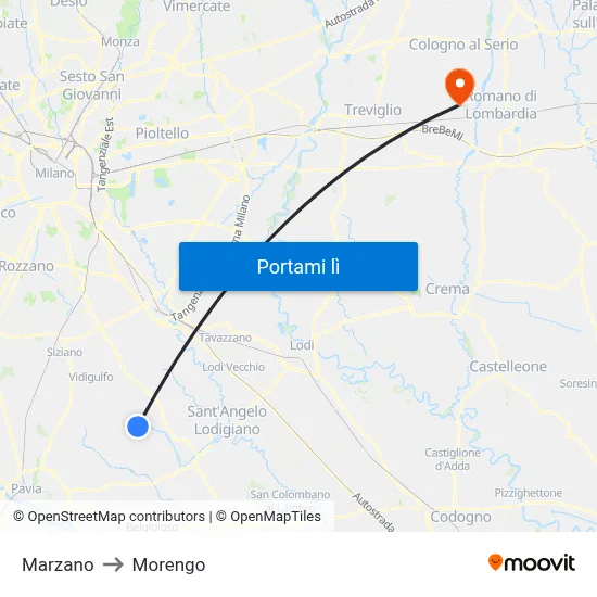 Marzano to Morengo map
