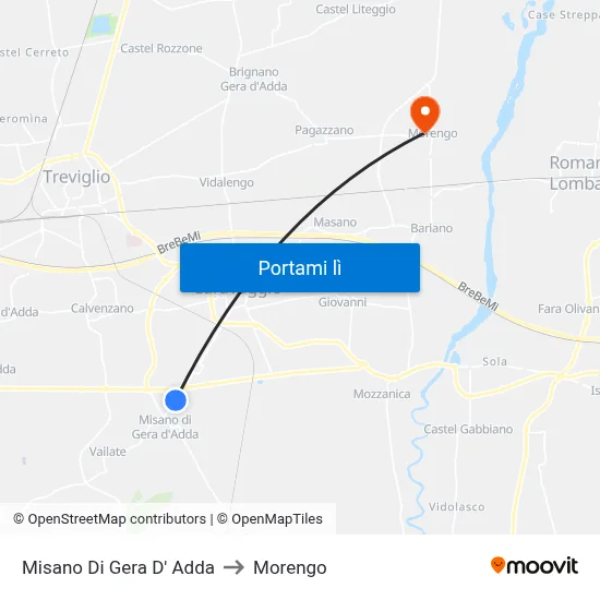 Misano Di Gera D' Adda to Morengo map